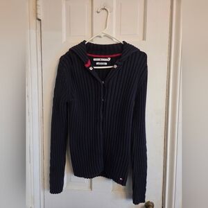 Tommy Hilfiger Women's Navy Cardigan with Red Accents